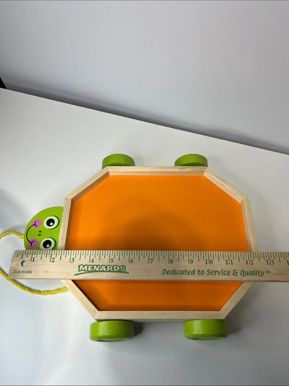 Melissa & Doug Wooden Turtle Pull Toy - Orange, Green & Yellow